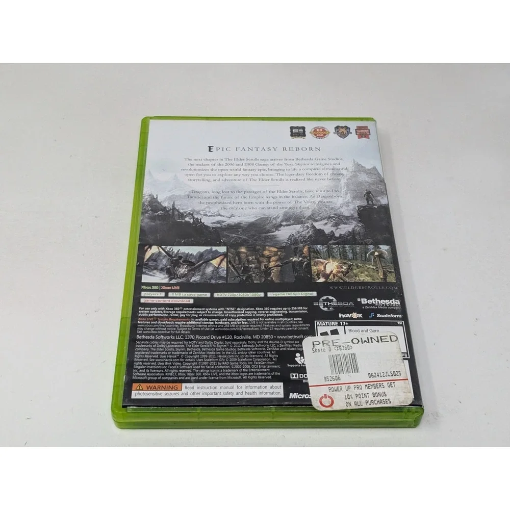 The Elder Scrolls V‎ Skyrim (Microsoft Xbox 360, 2011) CIB w/Map & Manual